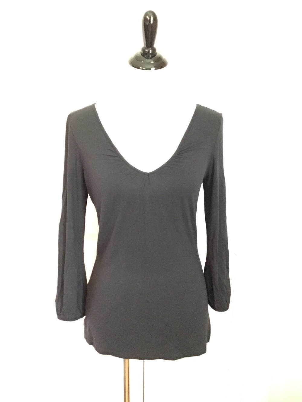 Ann Taylor Blouse Women Large Black V-Neck Long Sleeve Small